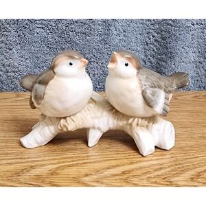 Otagiri Japan Porcelain Figurine 2 Sparrow Birds‎ Perched on a Branch 6" Long